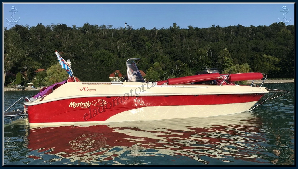Eladó Mystraly 520 Forte Sport Open elektromos motorcsónak a Balatonon: http://eladovitorlasok.hu